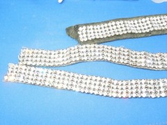 Wedding craft supplies – beads, wired ribbon with beads, leaves, clear doves
