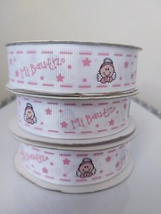3 ..Cinta de poliéster estampada Pink / Mi Bautizo… 20 metros / 22cm ancho