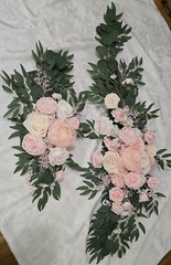 2 pcsWedding Arch Flowers Pink White Artificial Rose 3.9ft x 1.3ft&2.2ft x1.08ft