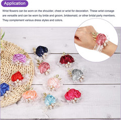 Wrist Corsage Artificial Flower Bracelets Pack of 1 Rose Wrist Bride Groom Decor