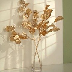 Gold 2 Metallic 27″ Artificial Eucalyptus Leaf Branches Faux Foliage Stems Party