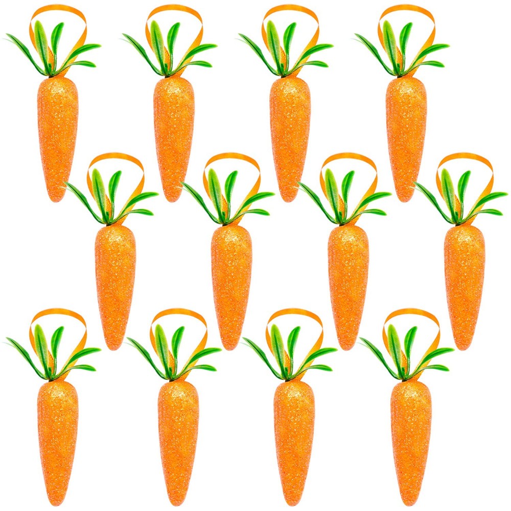 CLESDF Easter Carrot Hanging Ornaments – 12Pcs Premium 4.7 inches, Orange