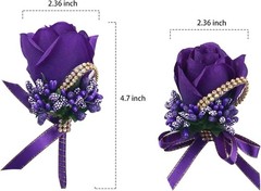 Wrist Corsage Boutonniere Set 6 Pack, Artificial Rose Bridesmaid Corsage and …