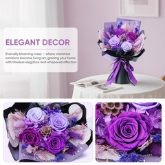 Bessol Flowers for Delivery Preserved Small, Purple Flower Bouquet