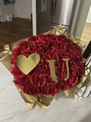 50 Piece Red Glitter Rose Bouquet. Gift Bouquet.