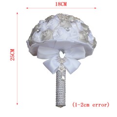 Crystal Pearls SILK Flowers HANDMADE Rose Wedding Flower Bridal Bouquet Brooch