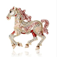 Luxury Running Horse Brooches For Women Unisex 4-color Enamel Powerful Animal…