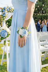 Light Blue Corsage and Boutonniere Set for Wedding Prom, Artificial Rose Flower
