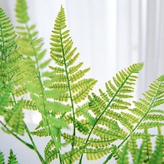2 GREEN 19″ Faux Boston Fern Artificial LEAVES Greenery STEMS Party Decorations