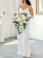 Rinlong White Green Cascade Bouquet Wedding Bouquets for Bride Cascading Wedd…