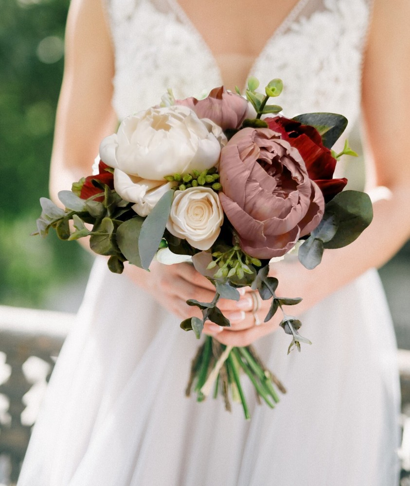 Wine & Mauve Bridal Bouquet Sola Wood Burgundy Bridesmaid Flowers Wedding Prom