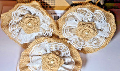Handmade Burlap Rose Flowers w/Lace DIY pk of 10 *Weddings Occasions Decoration*