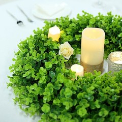 2 Green 21″ Wreaths Artificial Eucalyptus Leaves Candle Rings Party Decorations
