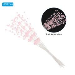 100 Pcs 4mm Pearl String Bouquet Pearl Stick Stems Bouquets Garland Spray, Pink