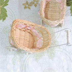 2 Rattan Retro Bicycle basket Flower vase Furnishing Articles Craft Home Wicker