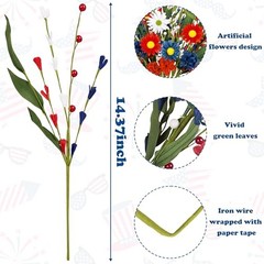 16 Bundles 4th/Fourth of July Decorations Artificial Silk Flowers Red White Blue
