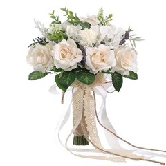 Wedding Bouquets Large for Bride Bridesmaid,White Champagne 9.5 inches