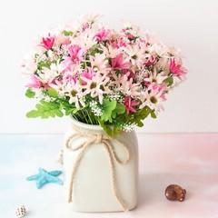 US 4pcs 18 Heads Artificial Daisy Flower Branch Home Wedding Party Decoration