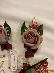 B2) ZING MOMENT Wedding 6 Boutonnieres Flowers Groomsmen/Groom Dusty Rose