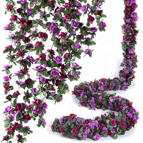 8 Pcs x 8.2 ft Flower Garland Artificial Rose 8 Vines 66FT Spring-purple-8pcs