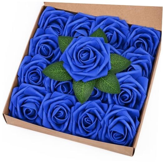Artificial Flowers Fake Roses with Stems Boxed Foam Roses for 16Pcs Royal Blue