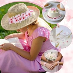 100pcs Pink Cherry Blossom Flowers Artificial Cherry Blossom Y# Pink Cherry