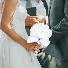 Artificial Foam Roses Bridal Bouquet with Rhinestones and Satin Ribbon