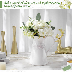 12 Bunches Silk Rose Bouquets for Weddings & Parties – White Green
