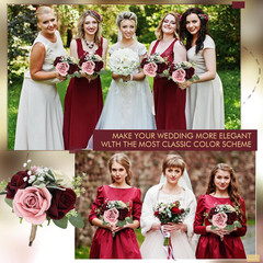 Lilac & Blush Burgundy Bridesmaid Bouquets Set of 6 for Wedding 2024