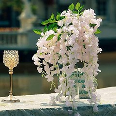 40 Pack Artificial Wisteria Vine Garland, 3.75 Feet Silk Strings, Fake Peach