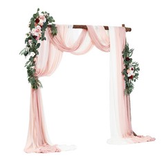 Uimoso Artificial Wedding Arch Flowers Kit Pink With 2 Pcs Flowers 3 Pcs Drapes