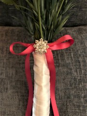 White (Ivory), Light Pink & Fuchsia Faux Flower Bridal Wedding Bouquet Handmade