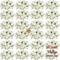 White Artificial Flowers Bouquet – 24 Bundles – Lifelike Silk Peonies
