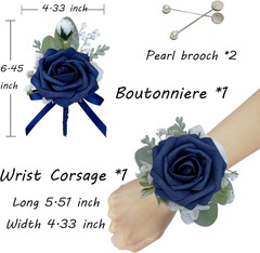 Cherishedmoments Corsage and Boutonniere Set, Dark Blue Rose Handmade Artificial