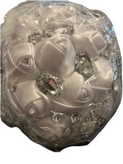 White Satin Rose Rhinestone Bridal Bouquet – New Sealed Wedding Bouquet