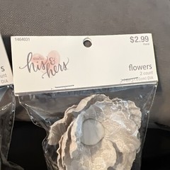 Studio His & Hers Lace And Canvas Flowers Floral Decorations 2pc Lot Of 2 Ivory