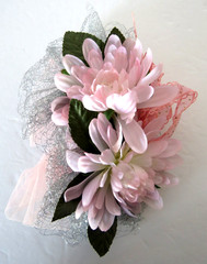 Vintage Silk Rose Flower Corsages Boutonnieres Pink and White Wedding Lot of 8