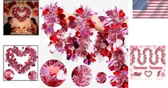 50FT Valentines Heart Tinsel Red Pink White Hearts, Hearts