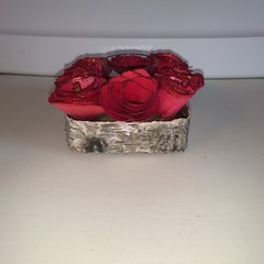 Wood Birch Roses Candle Ring with tea light Wedding Center pieces Decorations