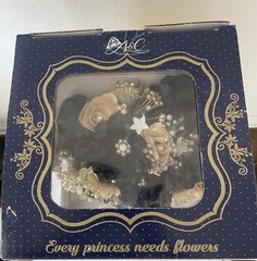 A&C Faux Flower Wedding/Quinceañera Bouquet Brand New In Box Navy And Gold
