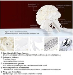 Ramo Grande De Flores De Novia Artificial Con Rosas Dama de Honor Bodas Fiestas