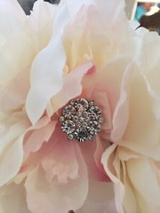 9” Wedding Brooch Bouquet Rhinestone Gem Bridal Satin Rose Peonies Flower Faux