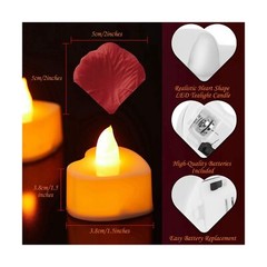 Rose Petals for Romantic Night for Her Set 24 Pieces Flameless Romantic Led C…