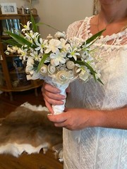 White Button & Brooch Bridal Bouquet – Lovely, Elegant & Romantic