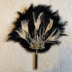 CRASHOT Vintage Bridal Feather Bouquet Fan Crystal Feather Wedding