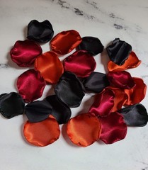 Black & Burnt Orange Rose Petals for a Gothic, Halloween Themed Wedding, Flower