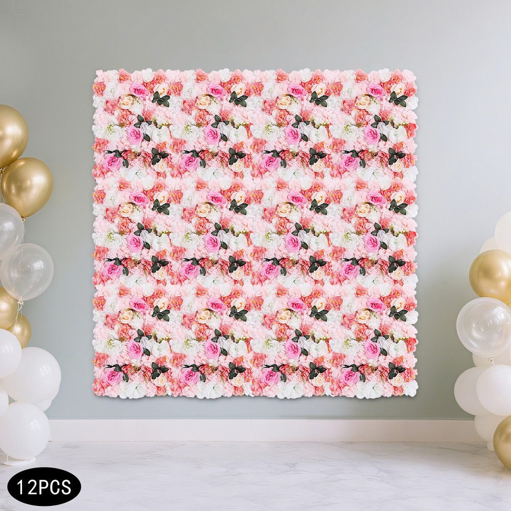 12 PCS Artificial Flower Wall Panels, Artificial Dahlias and Roses Decoration