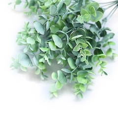 3 pcs 14″ tall Frosted Green Eucalyptus Artificial Greenery Bushes Wedding Party