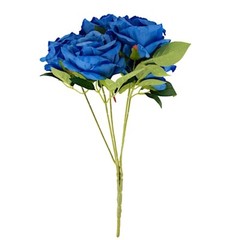 ROYAL BLUE 2 Bushes 17″ Premium Silk Roses Artificial FLOWERS Bouquets Party