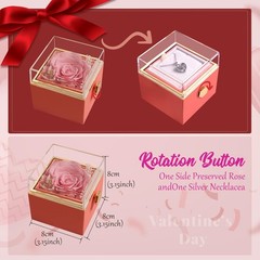 HIAGROW Preserved Real Pink Forever Rose Rotating Box with I Love You